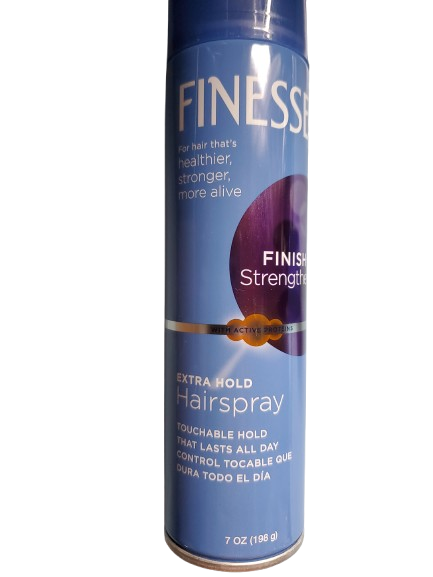 Finesse Finish Strengthen Extra Hold Aerosol Hair Styling Spray, 7 Oz